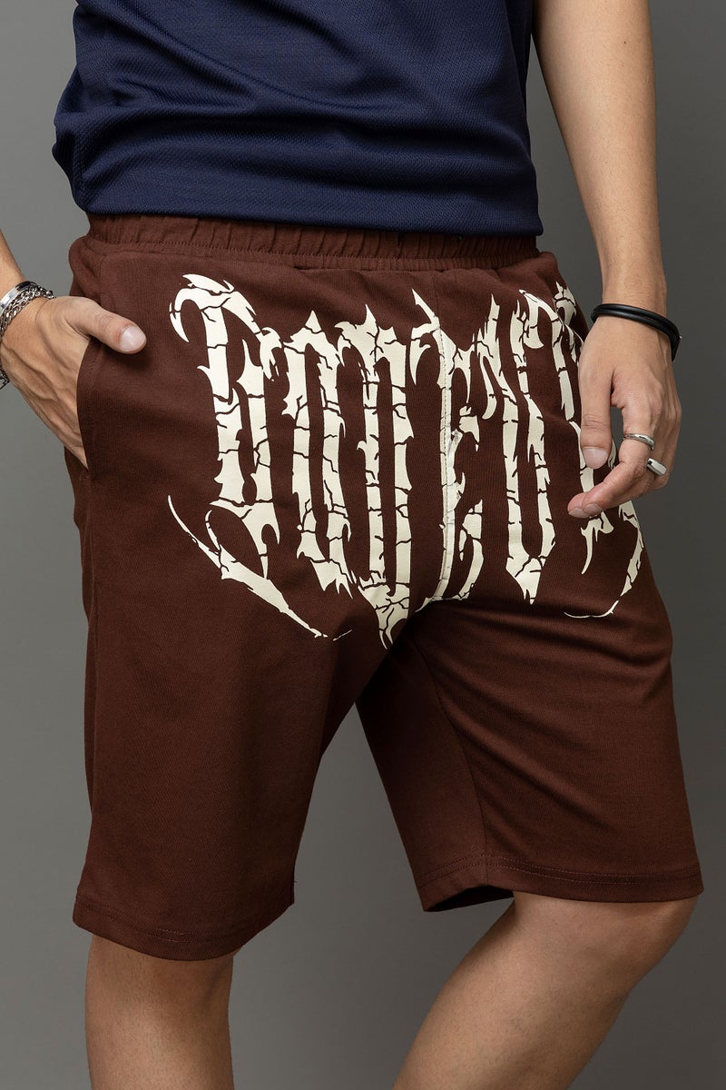 Go Devil Printed Brown Shorts for Men - Image 3